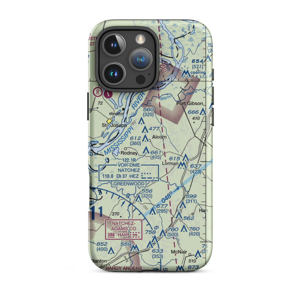Alcorn State University Airport (MS28) VFR Sectional  Tough iPhone Case iPhone 16 Pro Max model shown