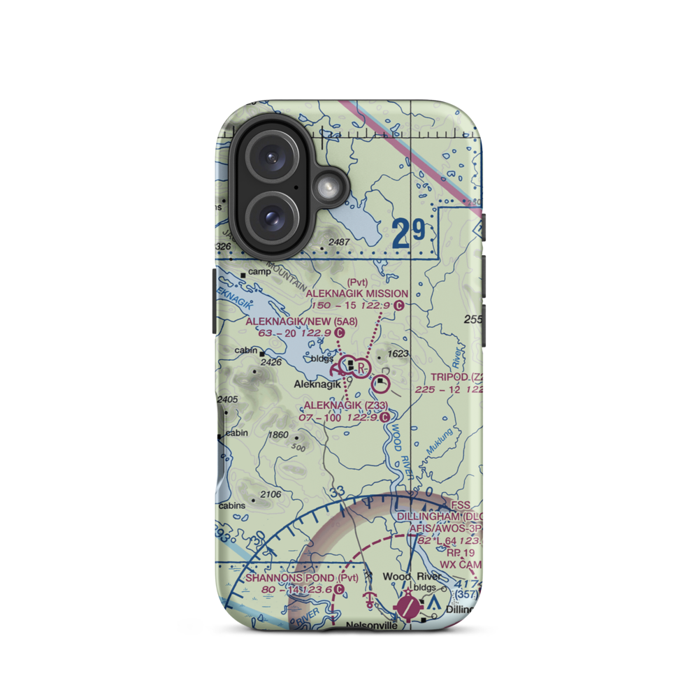 Aleknagik / New Airport (5A8) VFR Sectional  Tough iPhone Case iPhone 16 model shown