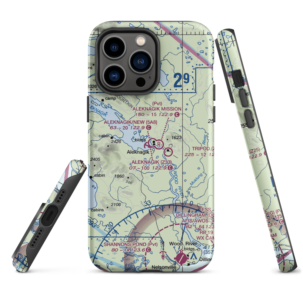 Aleknagik Seaplane Base (Z33) VFR Sectional  Tough iPhone Case iPhone 14 Pro Max model shown