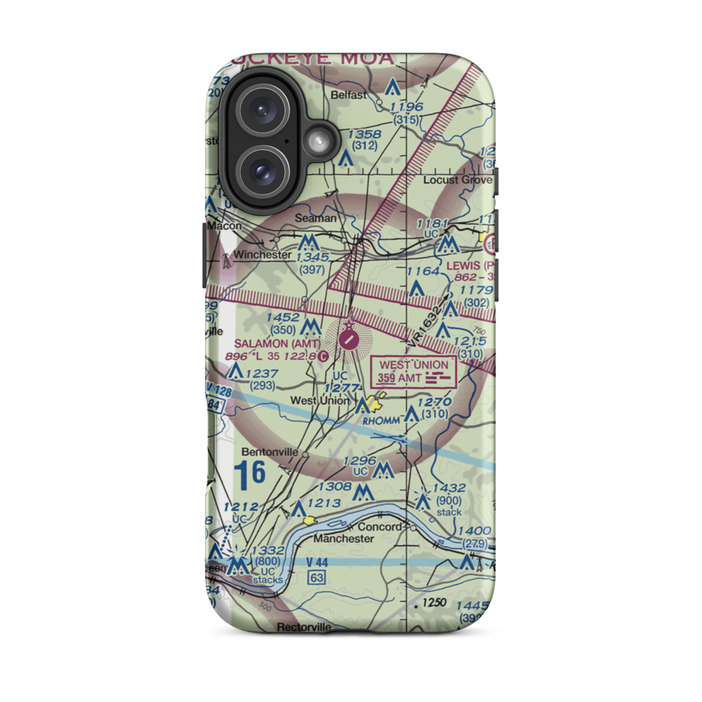 Alexander Salamon Airport (AMT) VFR Sectional  Tough iPhone Case iPhone 16 Plus model shown