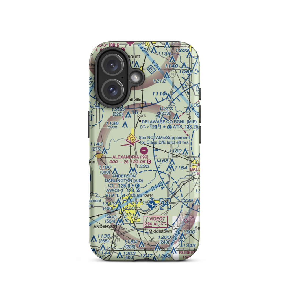 Alexandria Airport (I99) VFR Sectional  Tough iPhone Case iPhone 16 model shown