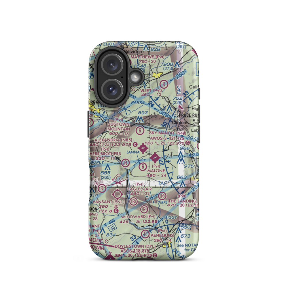 Alexandria Airport (N85) VFR Sectional  Tough iPhone Case iPhone 16 model shown