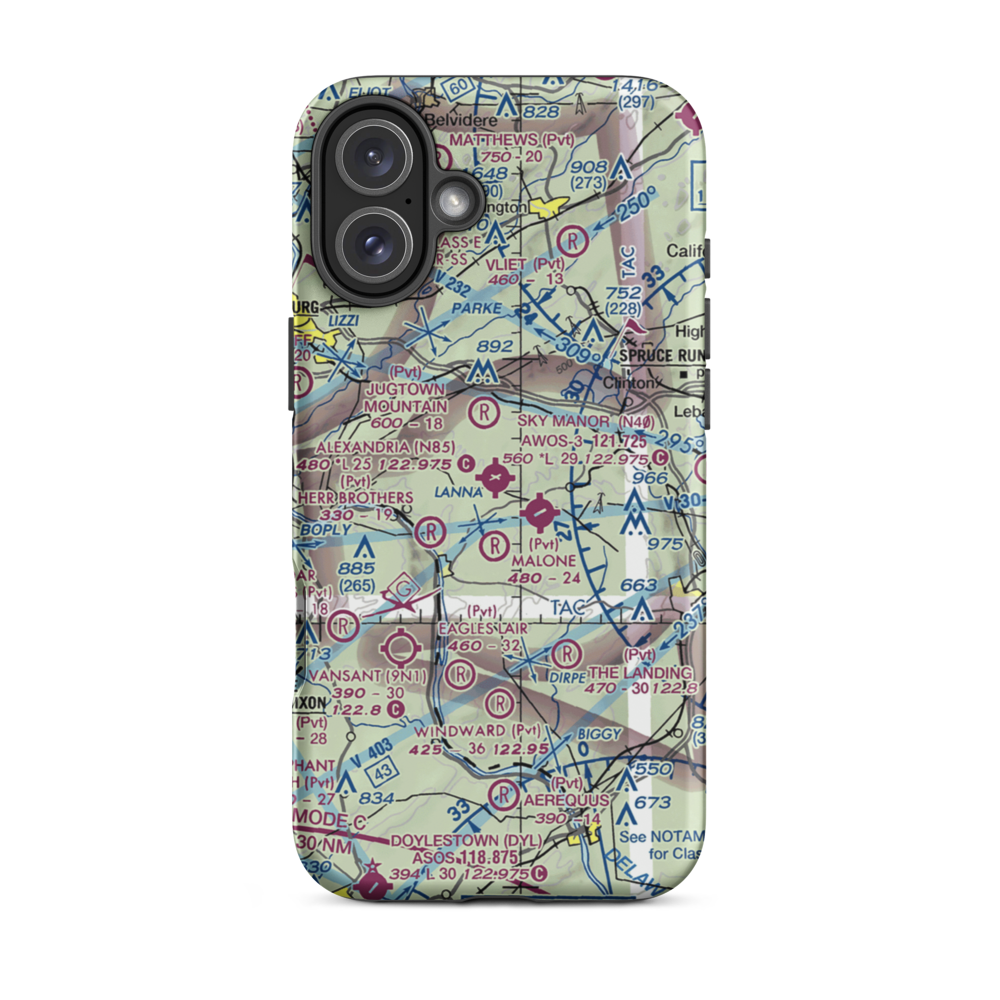 Alexandria Airport (N85) VFR Sectional  Tough iPhone Case iPhone 16 Plus model shown
