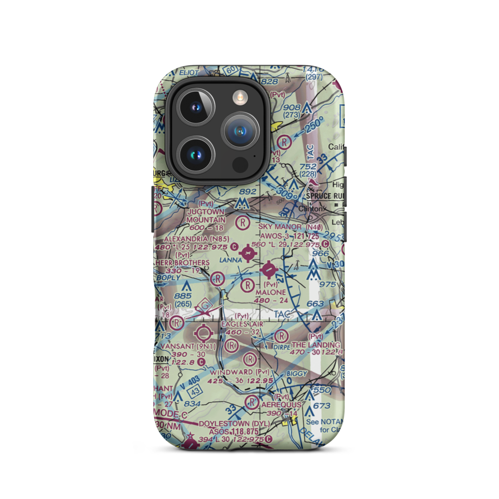 Alexandria Airport (N85) VFR Sectional  Tough iPhone Case iPhone 16 Pro model shown