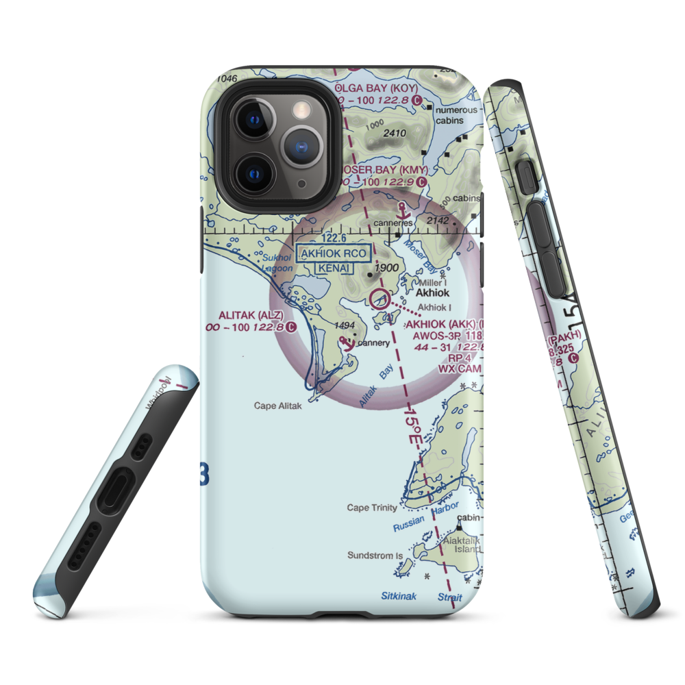 Alitak Seaplane Base (ALZ) VFR Sectional  Tough iPhone Case iPhone 11 Pro model shown