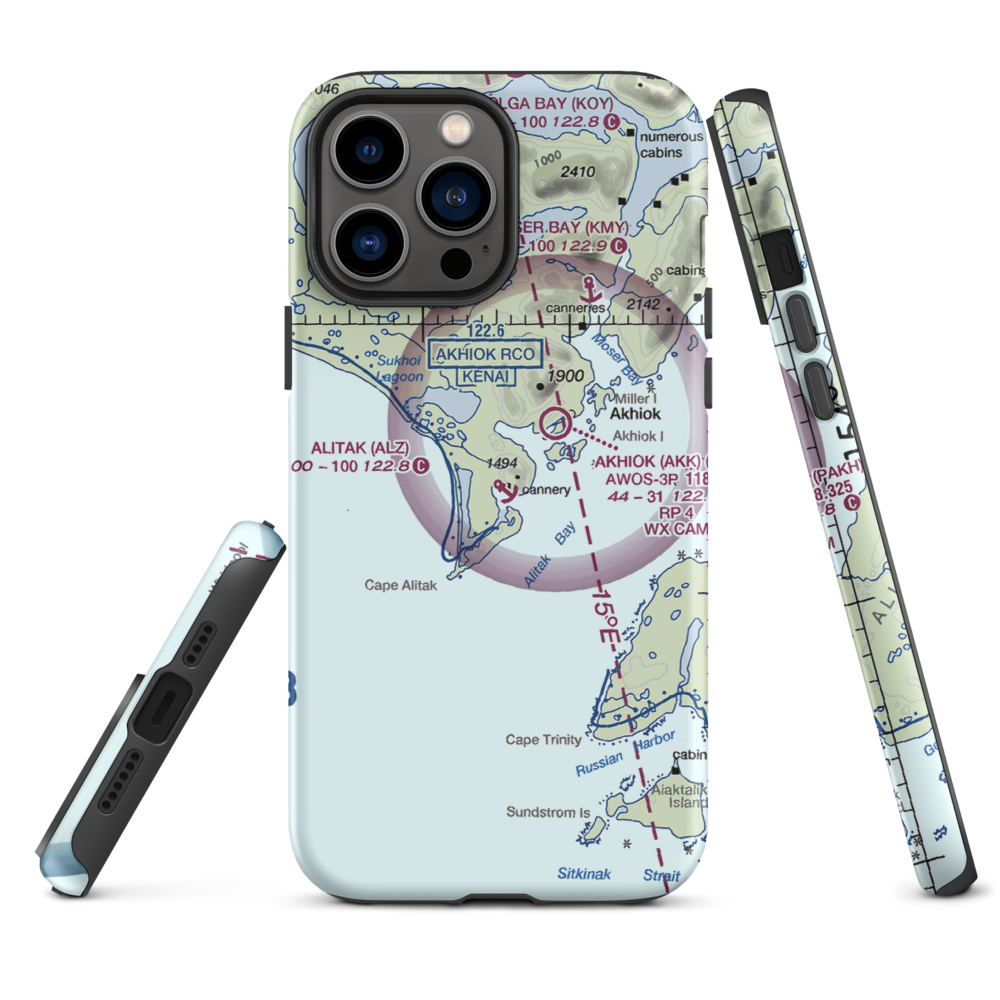 Alitak Seaplane Base (ALZ) VFR Sectional  Tough iPhone Case iPhone 13 Pro Max model shown