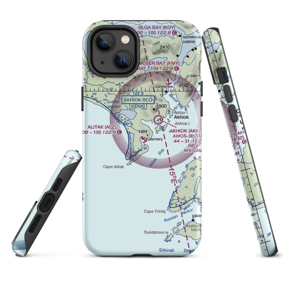 Alitak Seaplane Base (ALZ) VFR Sectional  Tough iPhone Case iPhone 14 Plus model shown