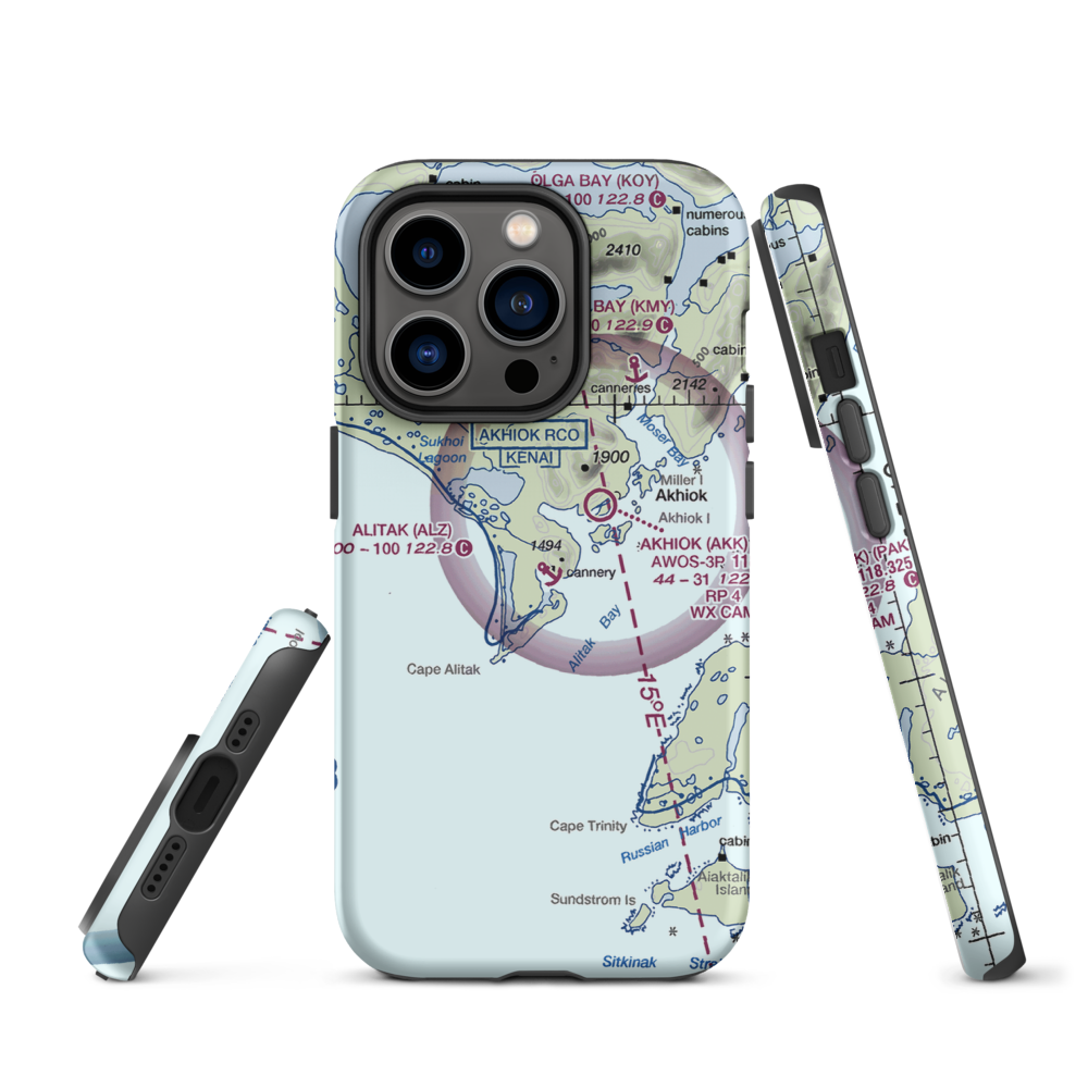 Alitak Seaplane Base (ALZ) VFR Sectional  Tough iPhone Case iPhone 14 Pro model shown