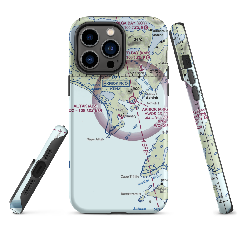 Alitak Seaplane Base (ALZ) VFR Sectional  Tough iPhone Case iPhone 14 Pro Max model shown