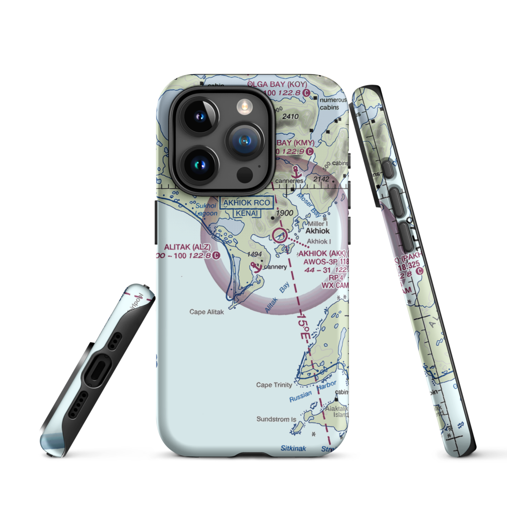 Alitak Seaplane Base (ALZ) VFR Sectional  Tough iPhone Case iPhone 15 Pro model shown