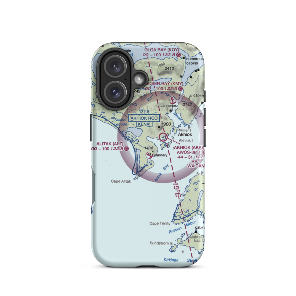 Alitak Seaplane Base (ALZ) VFR Sectional  Tough iPhone Case iPhone 16 model shown