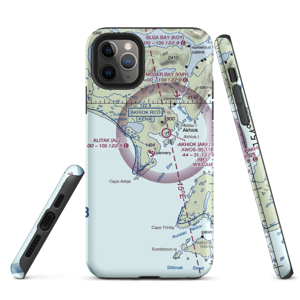 Alitak Seaplane Base (ALZ) VFR Sectional  Tough iPhone Case iPhone 11 Pro Max model shown
