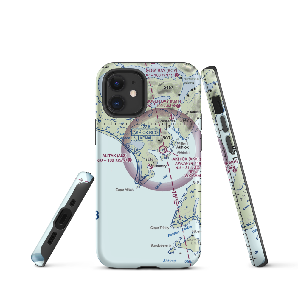 Alitak Seaplane Base (ALZ) VFR Sectional  Tough iPhone Case iPhone 12 mini model shown
