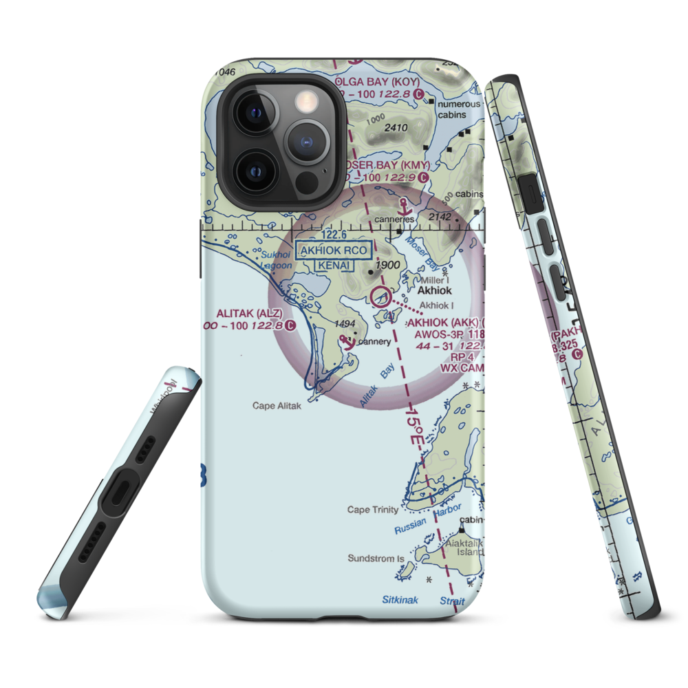 Alitak Seaplane Base (ALZ) VFR Sectional  Tough iPhone Case iPhone 12 Pro Max model shown