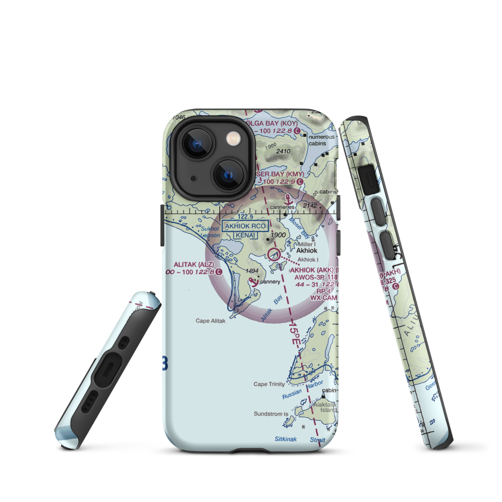 Alitak Seaplane Base (ALZ) VFR Sectional  Tough iPhone Case iPhone 13 mini model shown