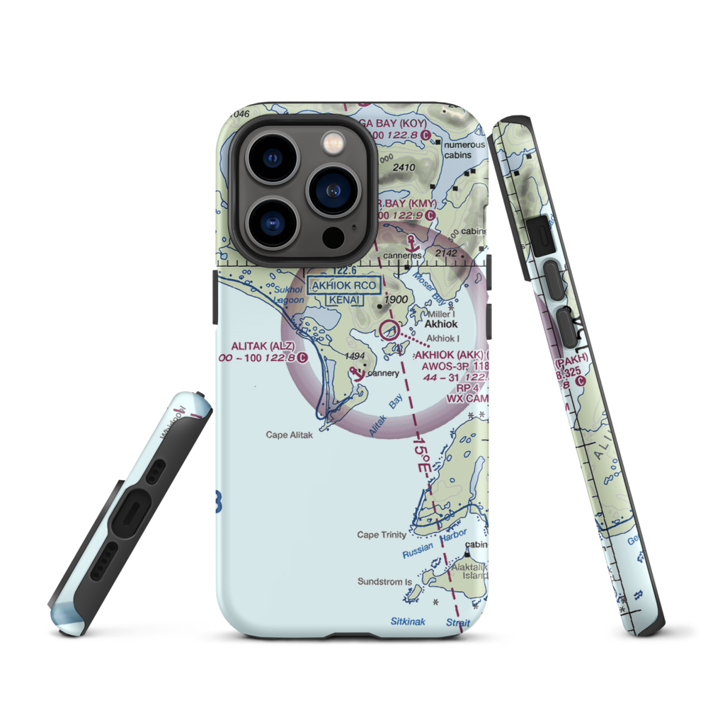 Alitak Seaplane Base (ALZ) VFR Sectional  Tough iPhone Case iPhone 13 Pro model shown