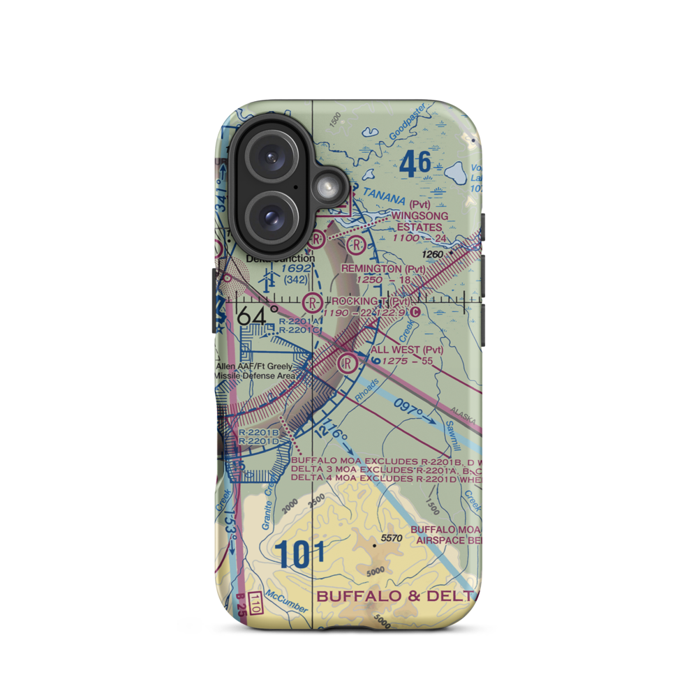 All West Airport (AK77) VFR Sectional  Tough iPhone Case iPhone 16 model shown