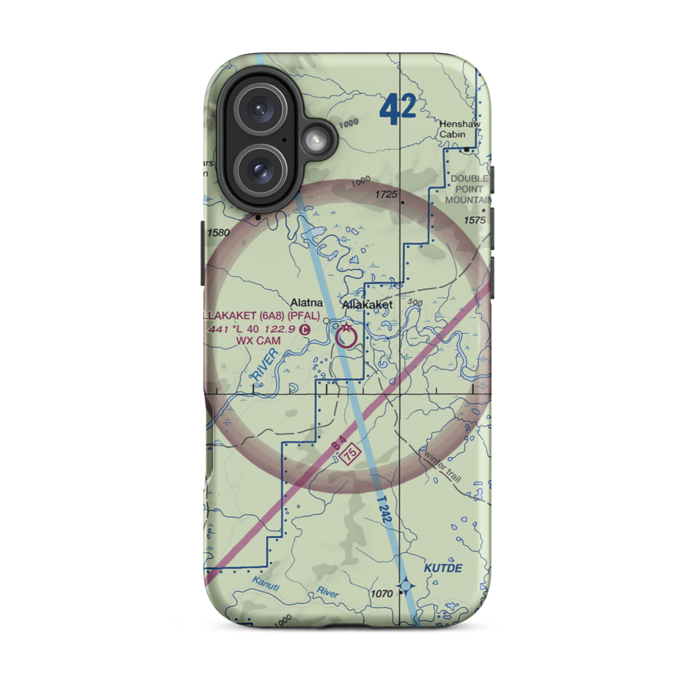 Allakaket Airport (6A8) VFR Sectional  Tough iPhone Case iPhone 16 Plus model shown