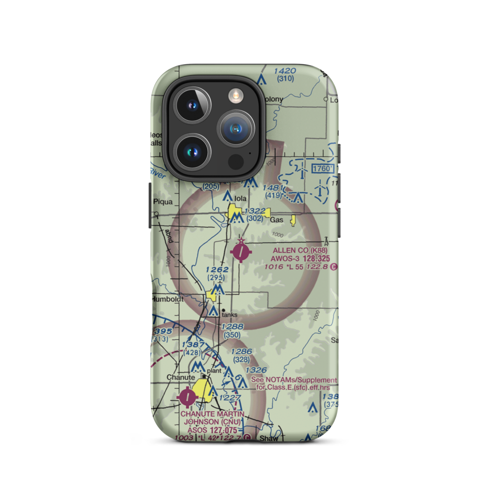 Allen County Airport (K88) VFR Sectional  Tough iPhone Case iPhone 16 Pro model shown