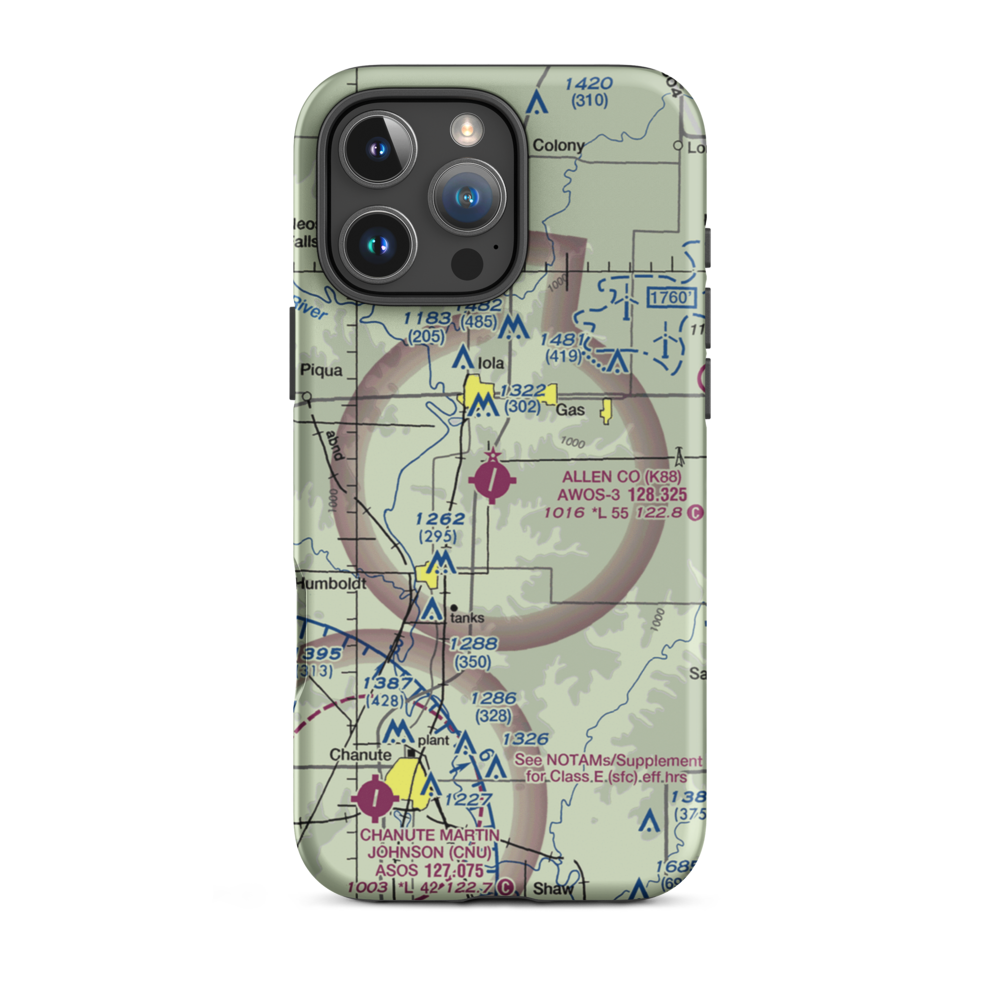 Allen County Airport (K88) VFR Sectional  Tough iPhone Case iPhone 16 Pro Max model shown