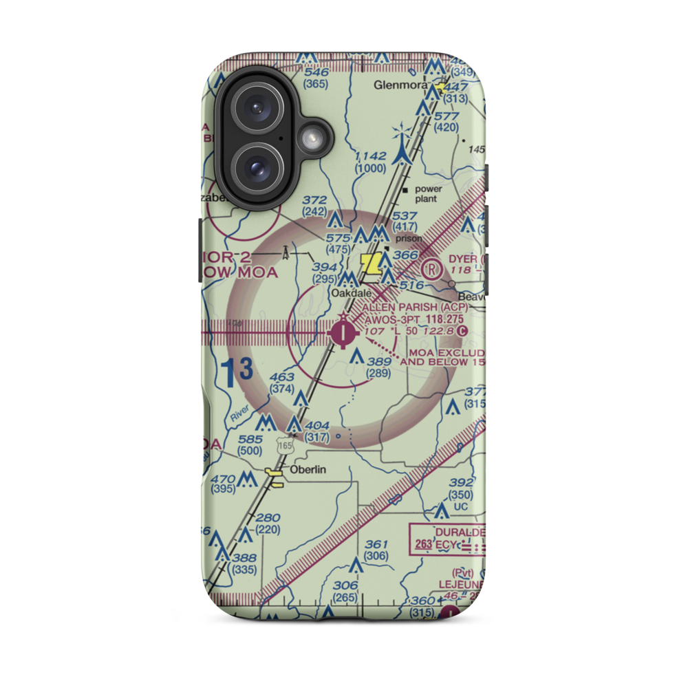 Allen Parish Airport (ACP) VFR Sectional  Tough iPhone Case iPhone 16 Plus model shown