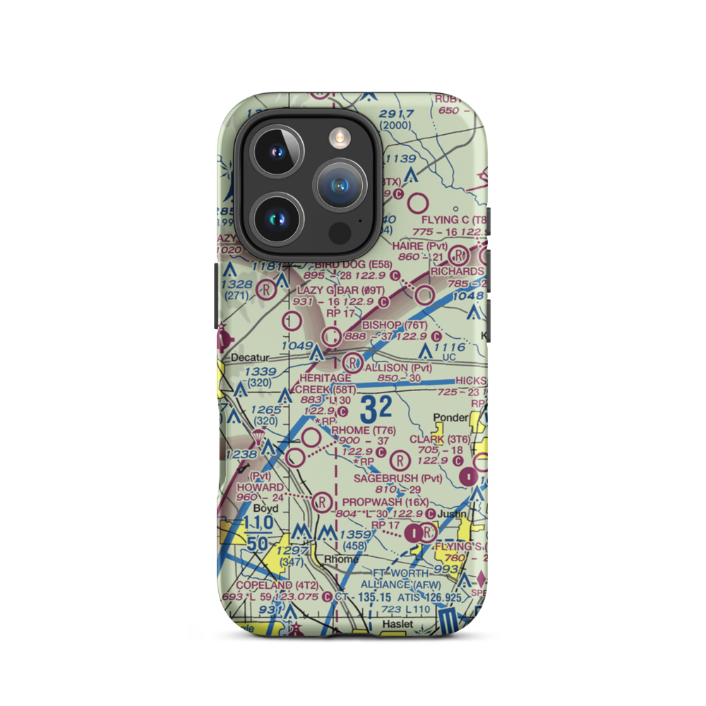 Allison Farm Airport (XA34) VFR Sectional  Tough iPhone Case iPhone 16 Pro model shown