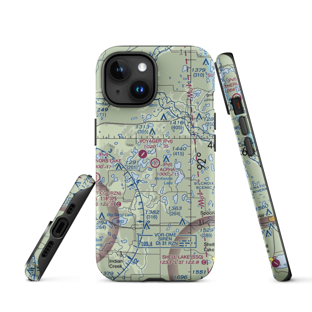 Alpha Hotel Airport (WS81) VFR Sectional  Tough iPhone Case iPhone 15 model shown