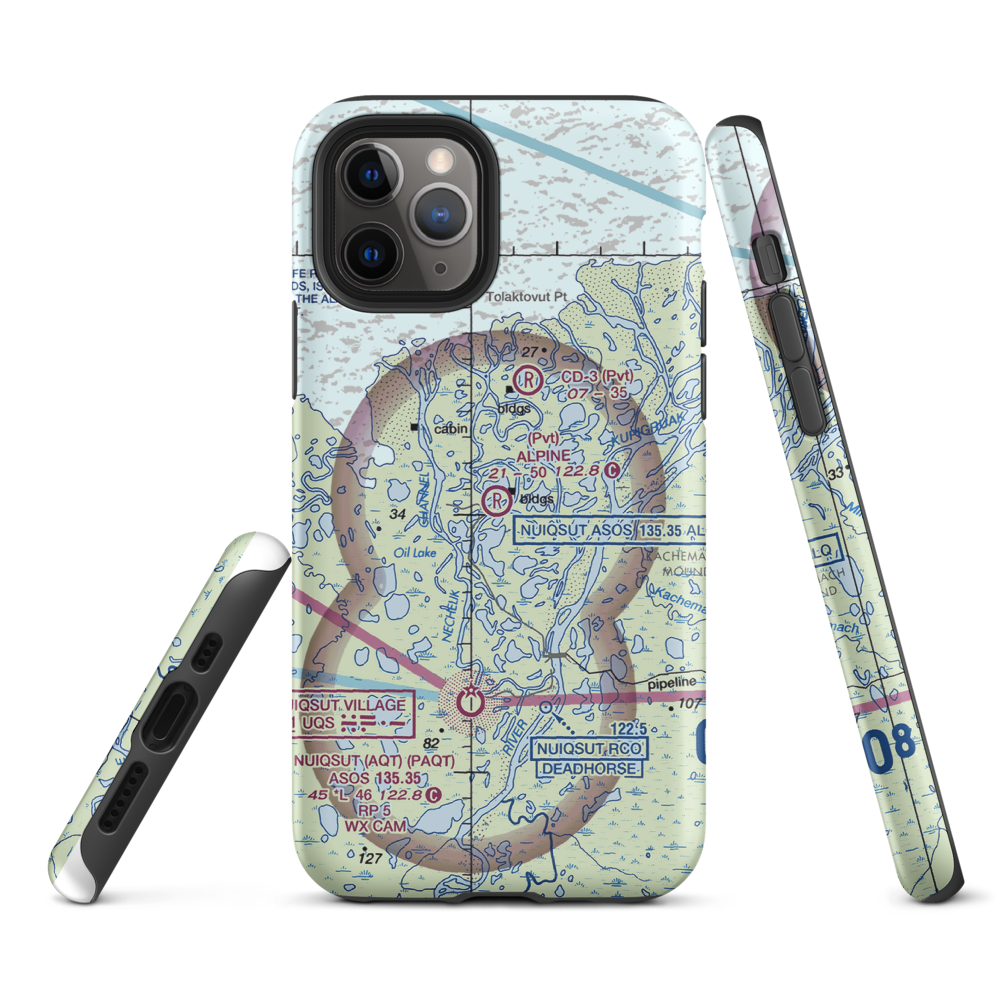 Alpine Airstrip (DQH) VFR Sectional  Tough iPhone Case iPhone 11 Pro model shown
