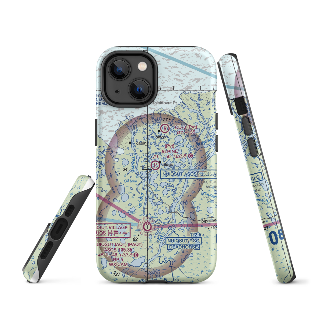 Alpine Airstrip (DQH) VFR Sectional  Tough iPhone Case iPhone 14 model shown
