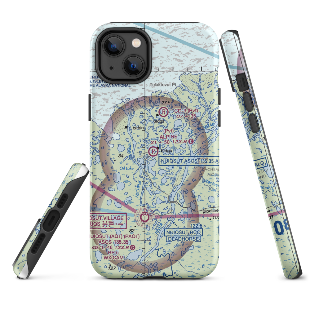 Alpine Airstrip (DQH) VFR Sectional  Tough iPhone Case iPhone 14 Plus model shown