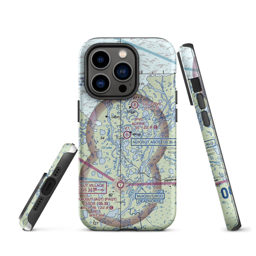 Alpine Airstrip (DQH) VFR Sectional  Tough iPhone Case iPhone 14 Pro model shown