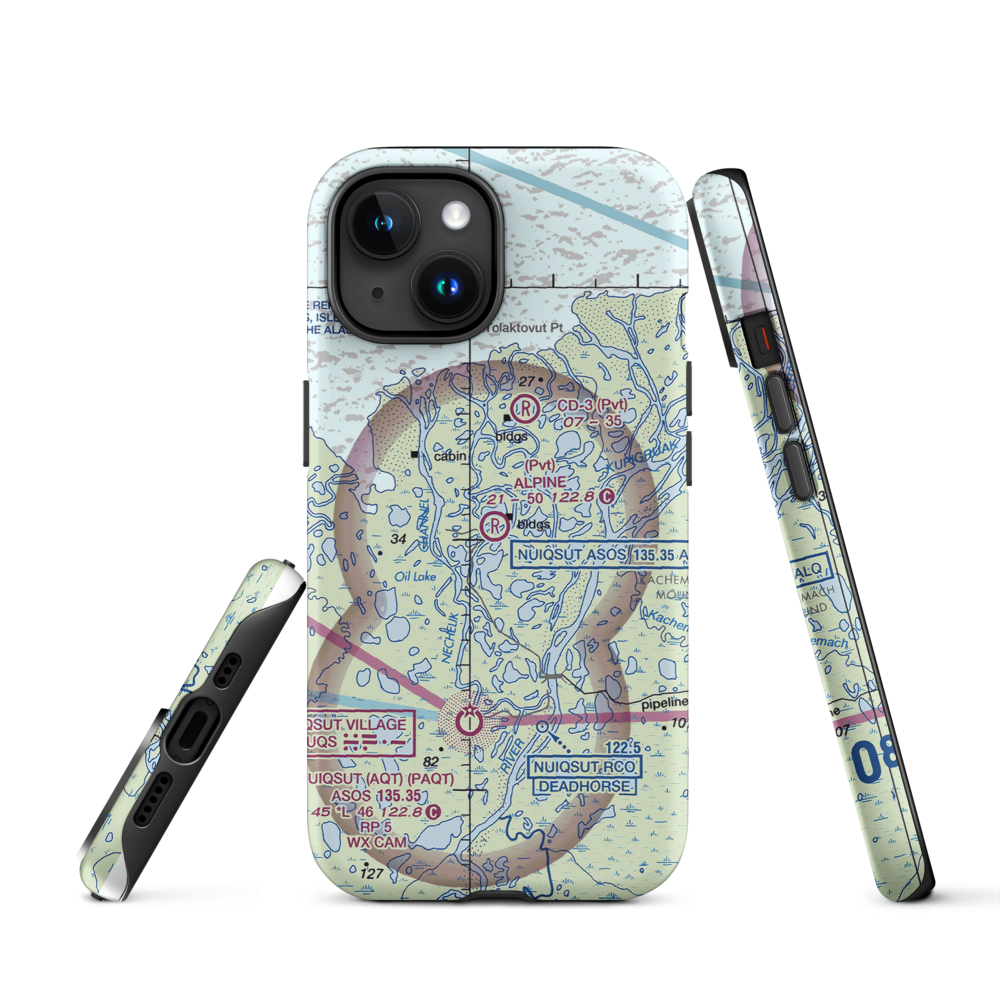 Alpine Airstrip (DQH) VFR Sectional  Tough iPhone Case iPhone 15 model shown