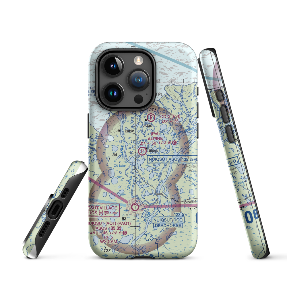 Alpine Airstrip (DQH) VFR Sectional  Tough iPhone Case iPhone 15 Pro model shown