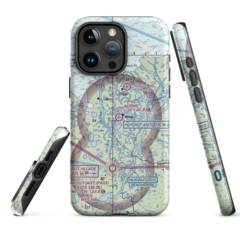 Alpine Airstrip (DQH) VFR Sectional  Tough iPhone Case iPhone 15 Pro Max model shown