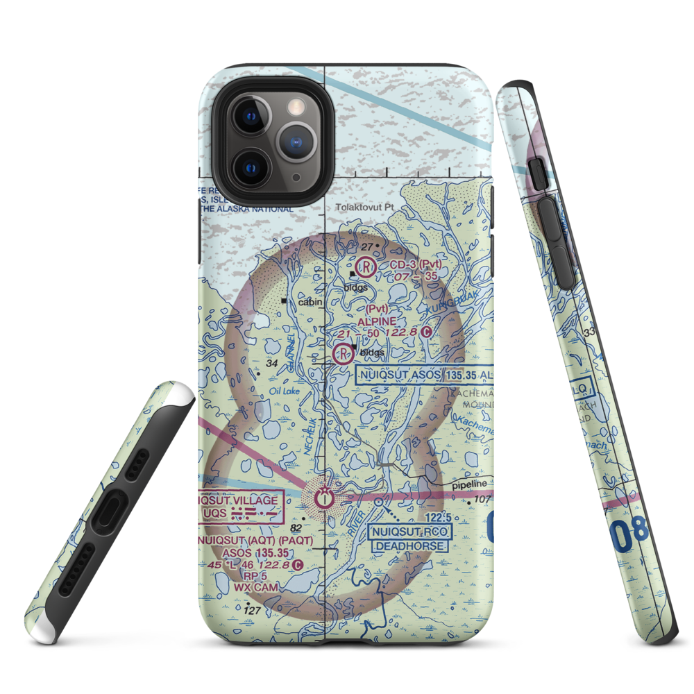 Alpine Airstrip (DQH) VFR Sectional  Tough iPhone Case iPhone 11 Pro Max model shown