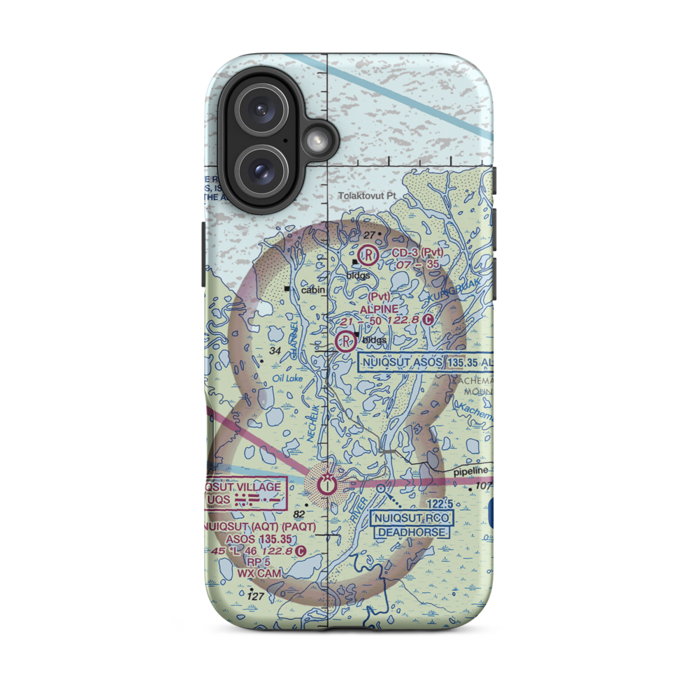 Alpine Airstrip (DQH) VFR Sectional  Tough iPhone Case iPhone 16 Plus model shown