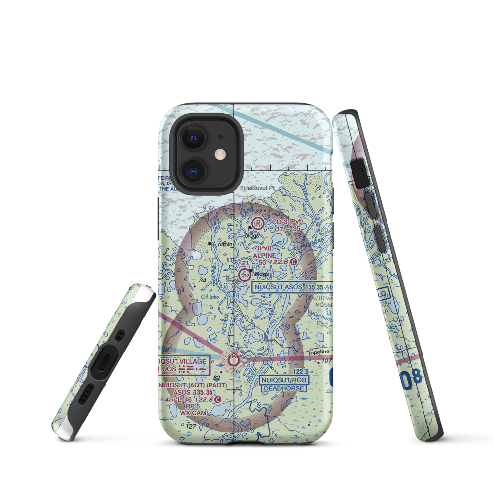 Alpine Airstrip (DQH) VFR Sectional  Tough iPhone Case iPhone 12 mini model shown