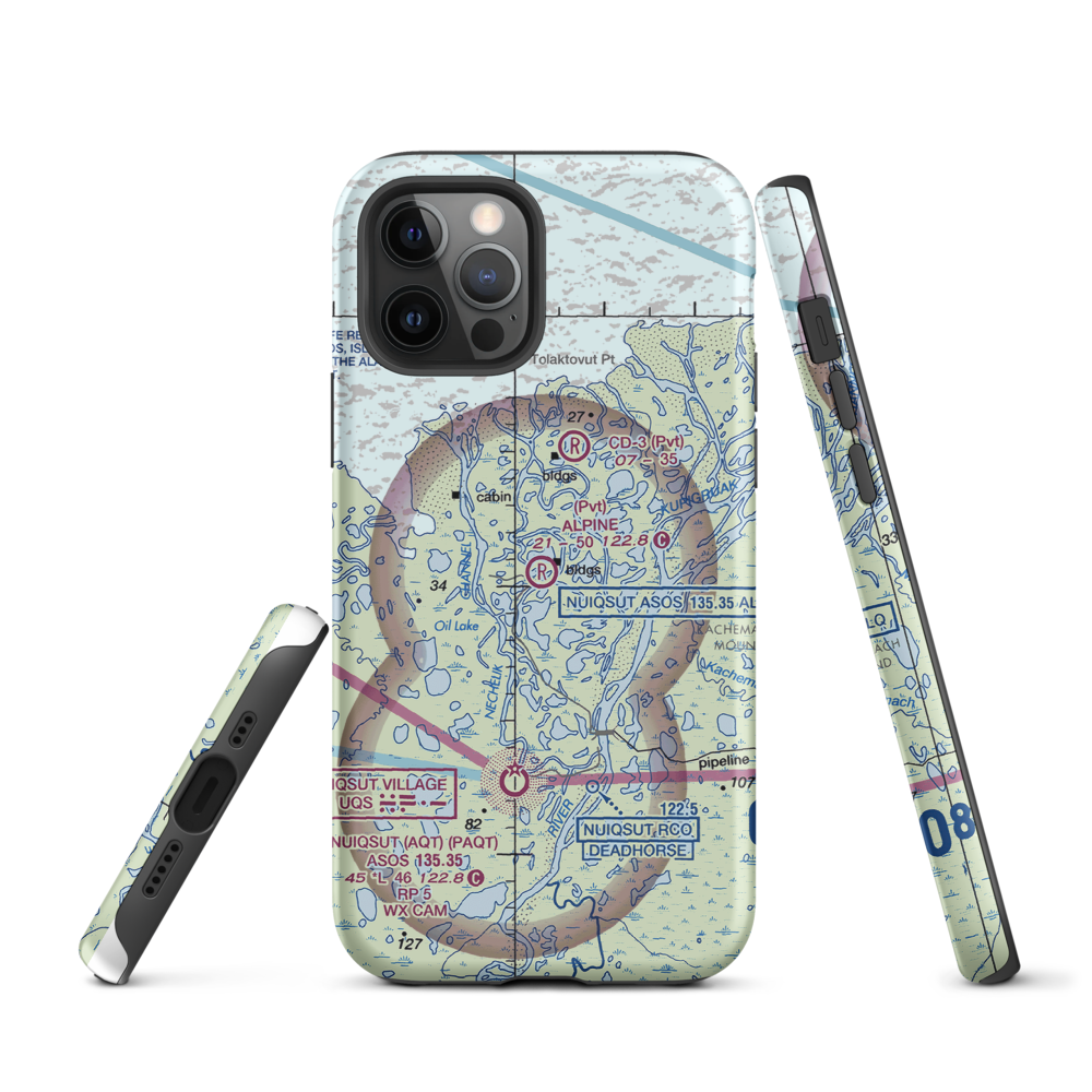Alpine Airstrip (DQH) VFR Sectional  Tough iPhone Case iPhone 12 Pro model shown
