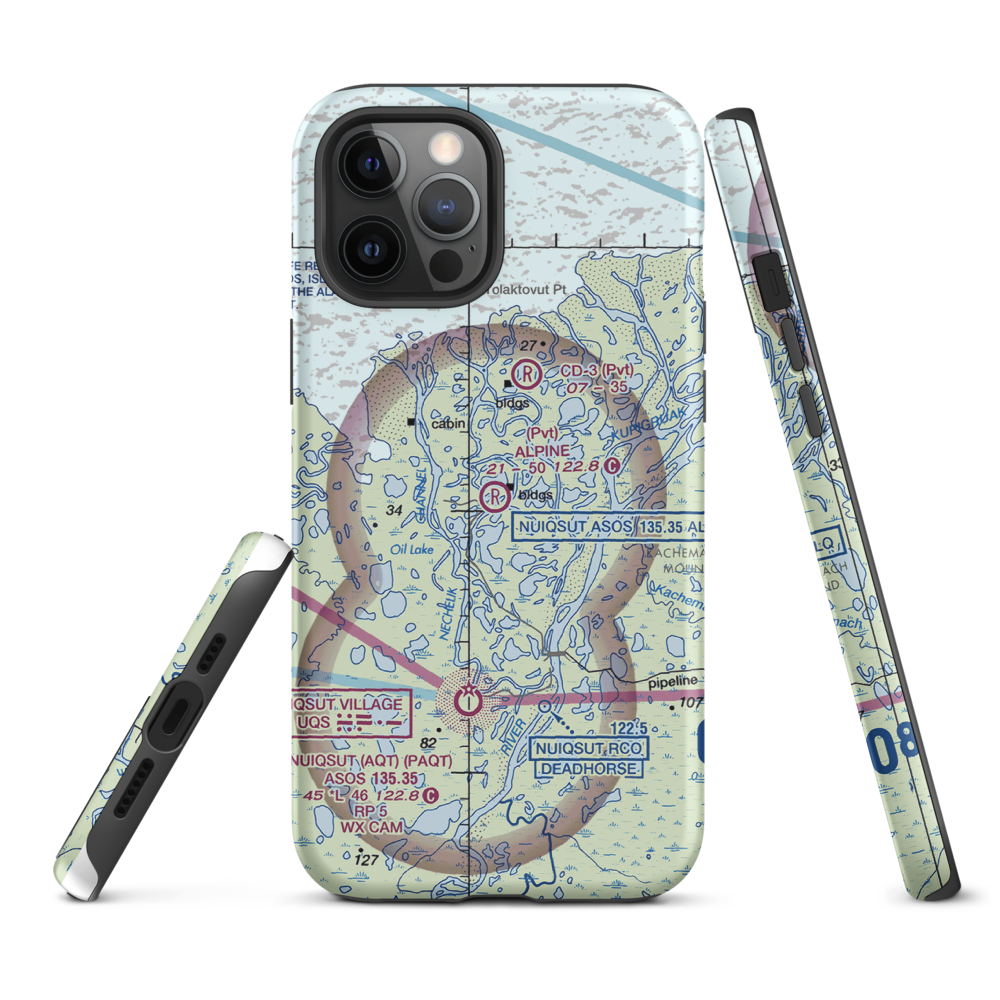 Alpine Airstrip (DQH) VFR Sectional  Tough iPhone Case iPhone 12 Pro Max model shown