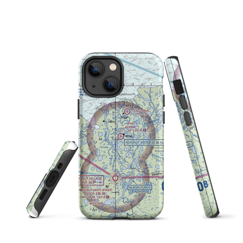 Alpine Airstrip (DQH) VFR Sectional  Tough iPhone Case iPhone 13 mini model shown