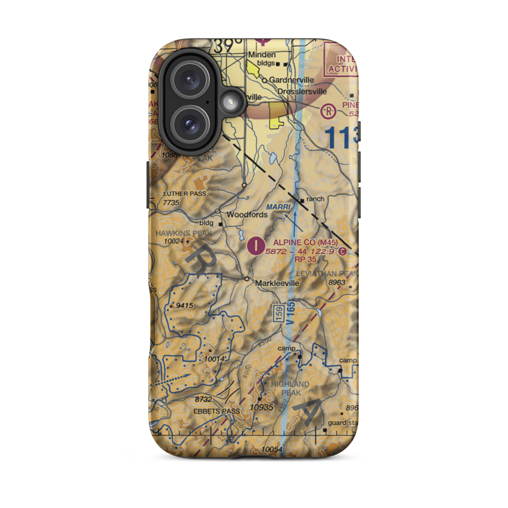 Alpine County Airport (M45) VFR Sectional  Tough iPhone Case iPhone 16 Plus model shown