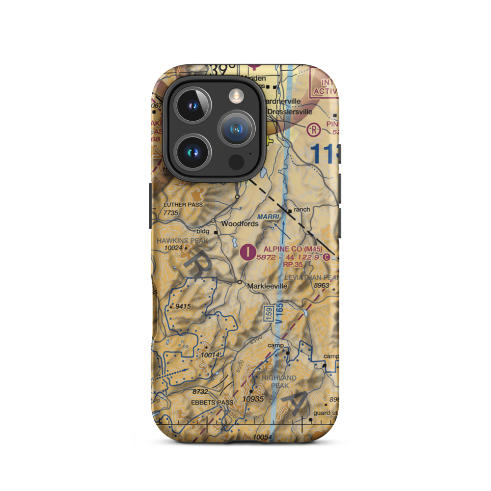 Alpine County Airport (M45) VFR Sectional  Tough iPhone Case iPhone 16 Pro model shown