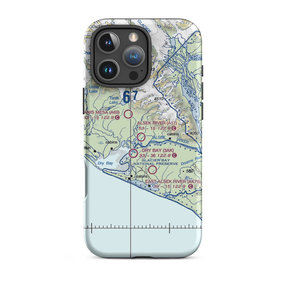 Alsek River Airport (A57) VFR Sectional  Tough iPhone Case iPhone 16 Pro Max model shown