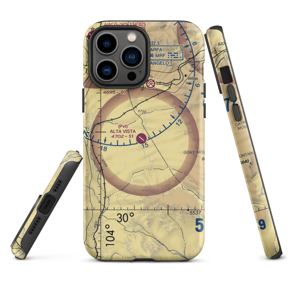 Alta Vista Ranch Airport (0TA7) VFR Sectional  Tough iPhone Case iPhone 13 Pro Max model shown