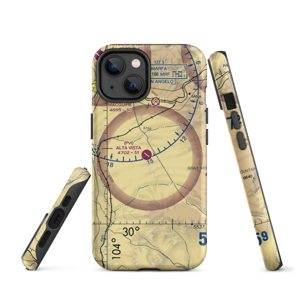 Alta Vista Ranch Airport (0TA7) VFR Sectional  Tough iPhone Case iPhone 14 model shown