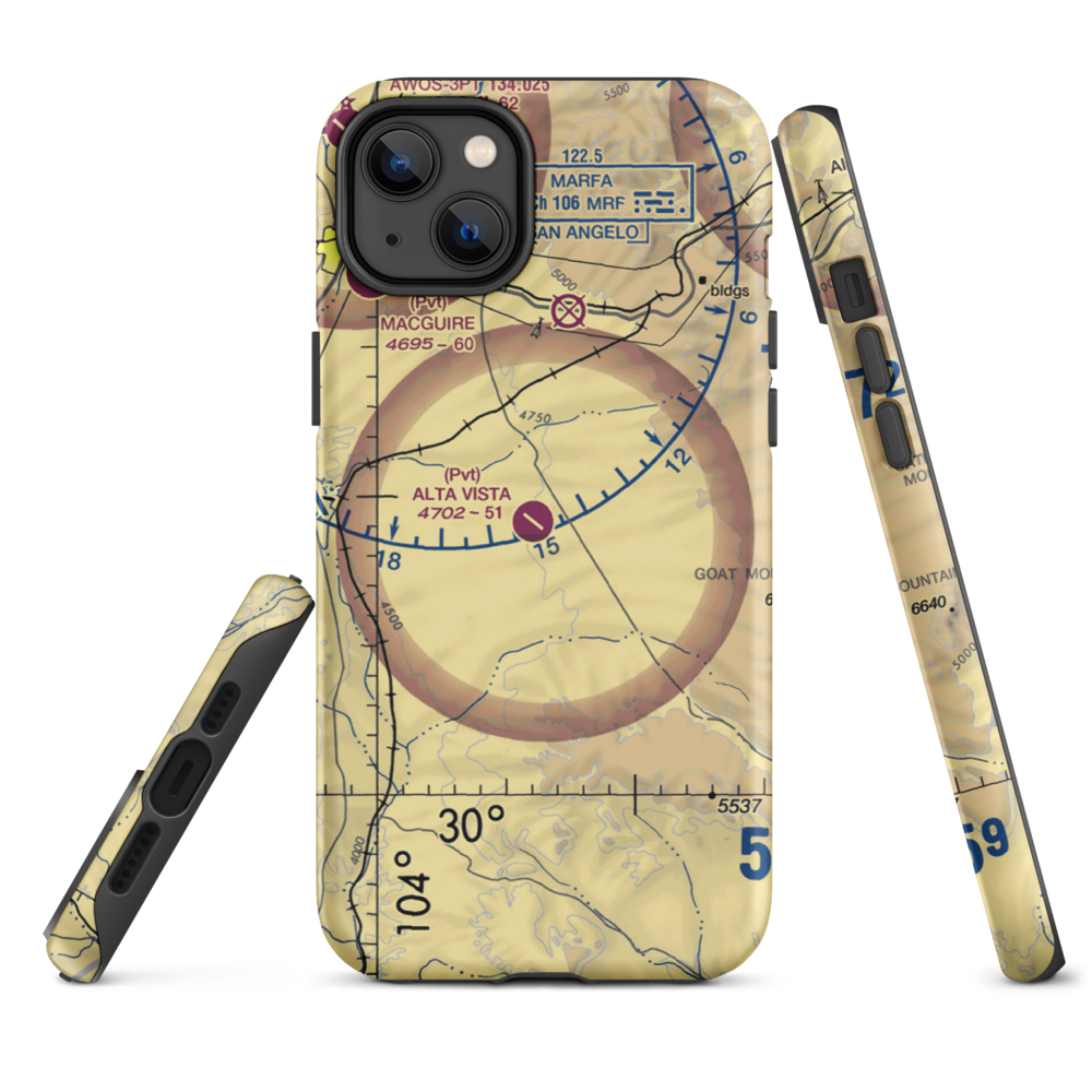 Alta Vista Ranch Airport (0TA7) VFR Sectional  Tough iPhone Case iPhone 14 Plus model shown