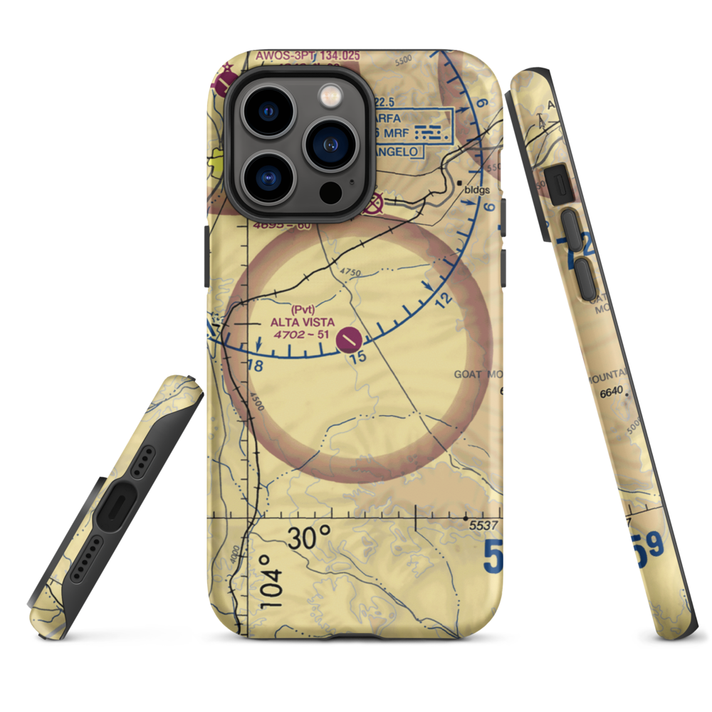 Alta Vista Ranch Airport (0TA7) VFR Sectional  Tough iPhone Case iPhone 14 Pro Max model shown