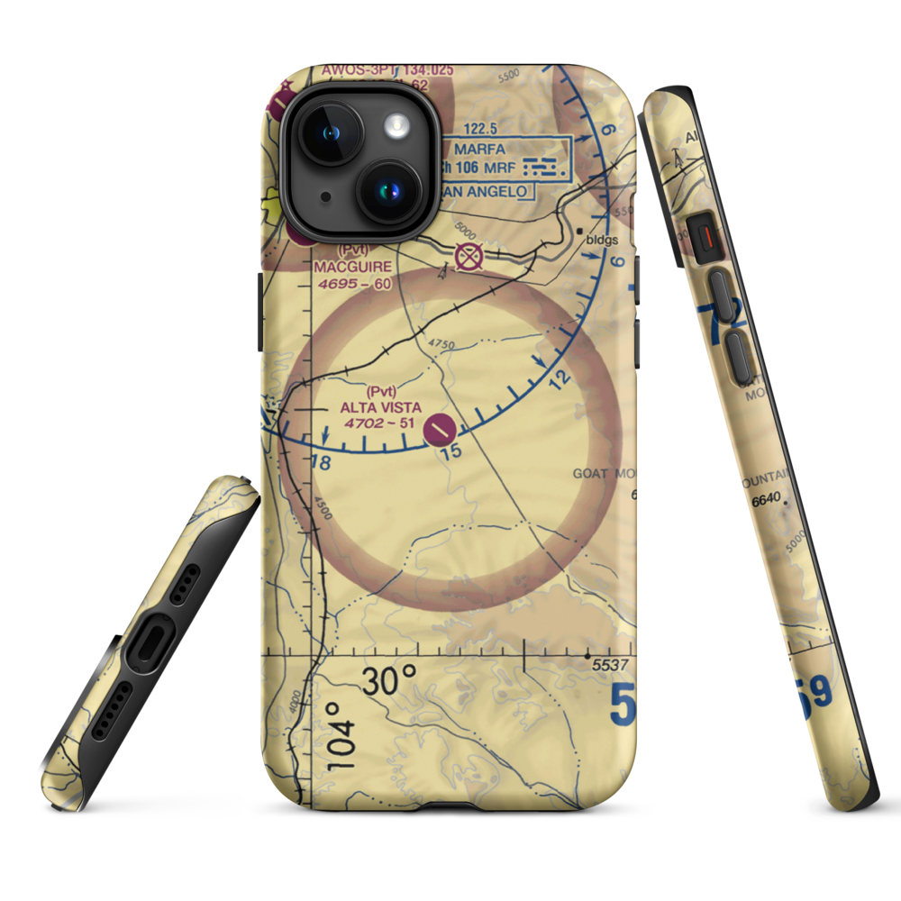 Alta Vista Ranch Airport (0TA7) VFR Sectional  Tough iPhone Case iPhone 15 Plus model shown