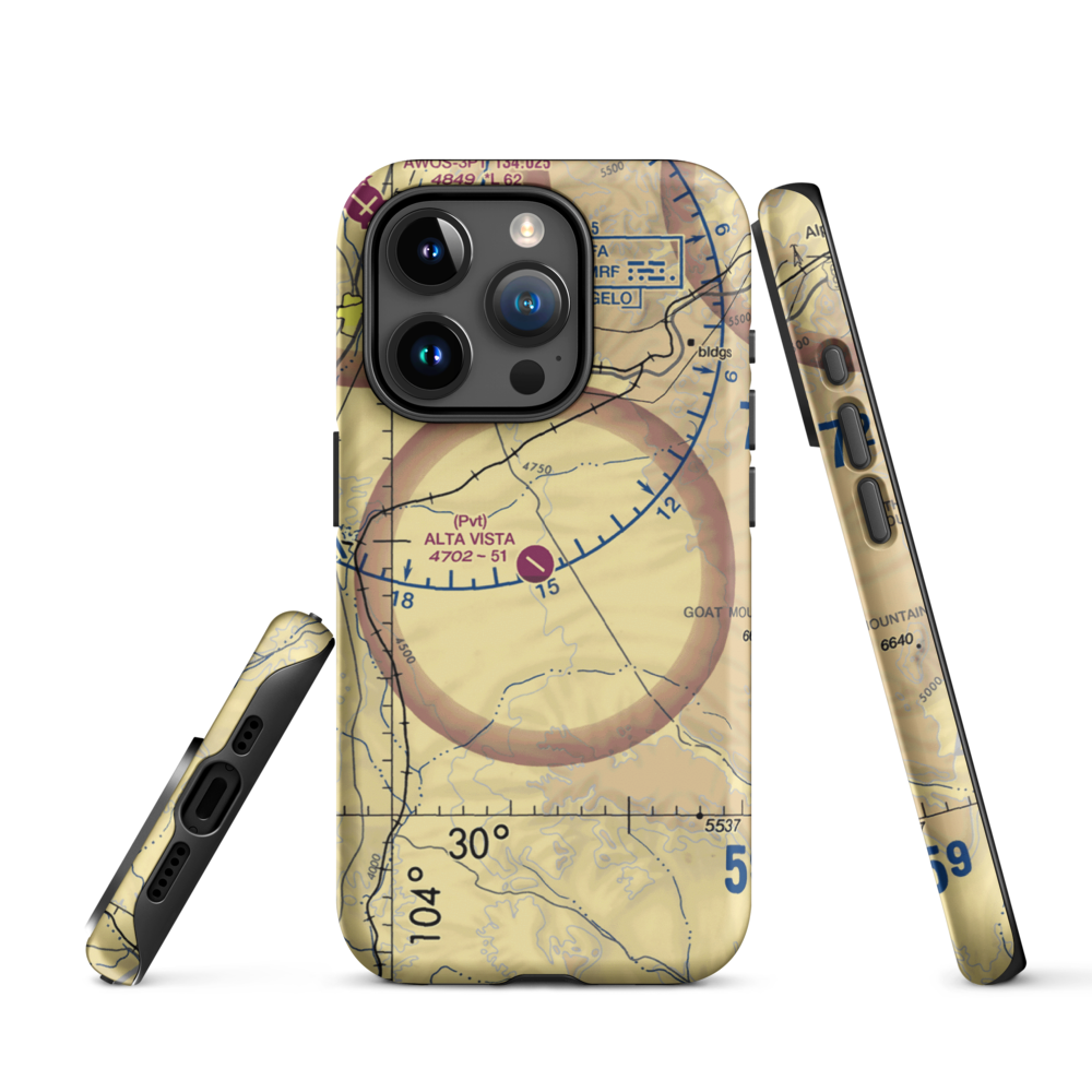 Alta Vista Ranch Airport (0TA7) VFR Sectional  Tough iPhone Case iPhone 15 Pro model shown