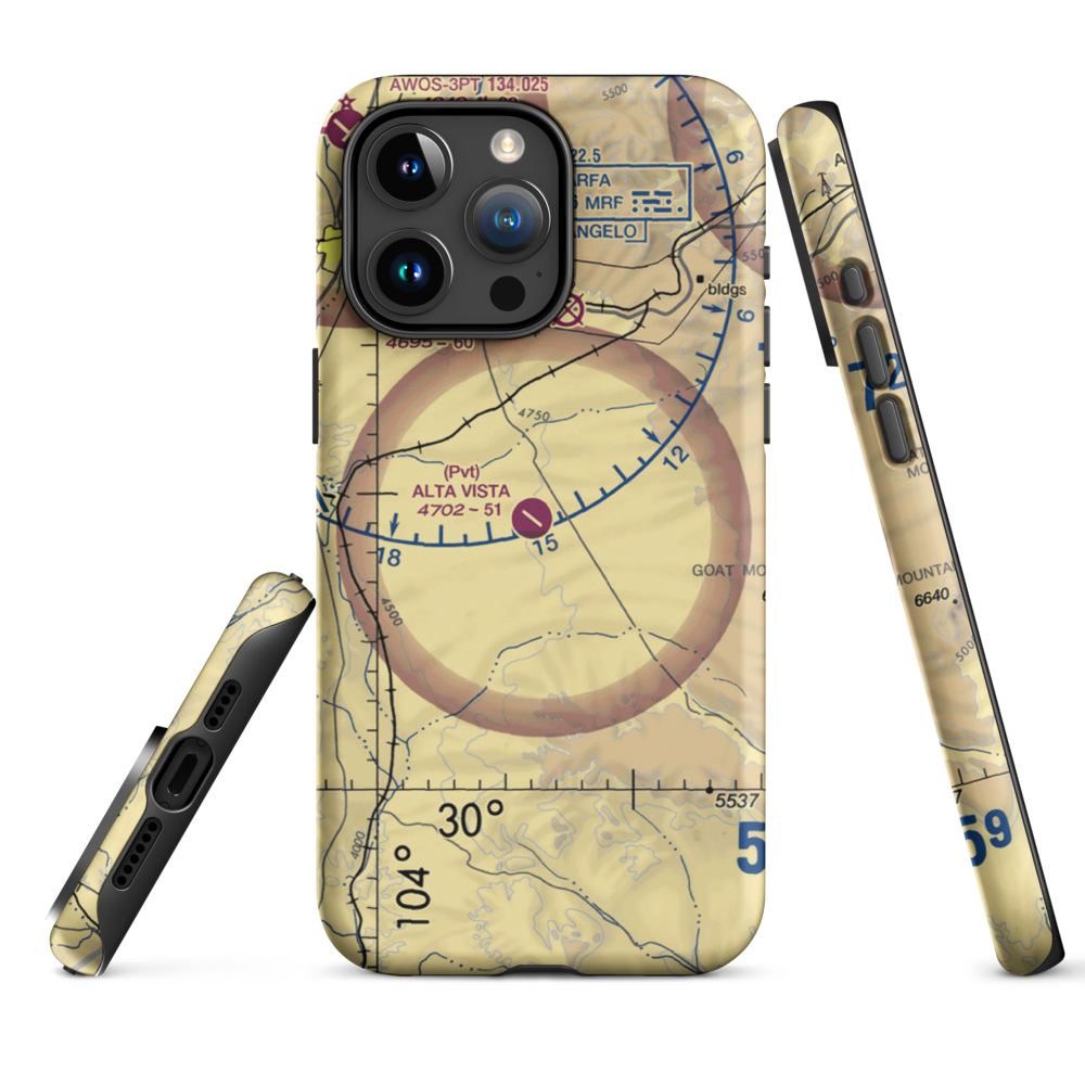 Alta Vista Ranch Airport (0TA7) VFR Sectional  Tough iPhone Case iPhone 15 Pro Max model shown